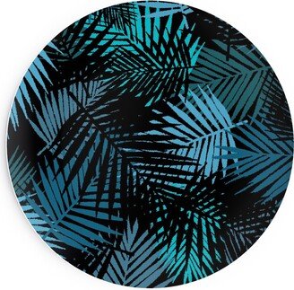 Salad Plates: Tropical Leaves - Blue And Green Salad Plate, Blue