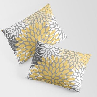 Modern Elegant Chic Floral Pattern, Soft Yellow, Gray, White Pillow Sham