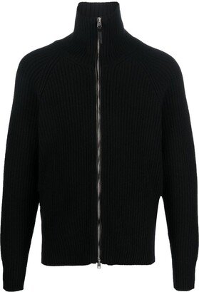 Ribbed-Knit Wool-Cashmere Cardigan