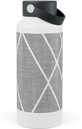 Photo Water Bottles: Geometric Grid - Gray Stainless Steel Wide Mouth Water Bottle, 30Oz, Wide Mouth, Gray