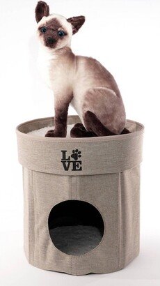 Precious Tails Home Base 2-Tier Collapsible Cat Cave - Beige