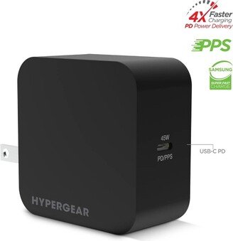 HyperGear SpeedBoost 45W USB-C PD Laptop Wall Charger with PPS | Black