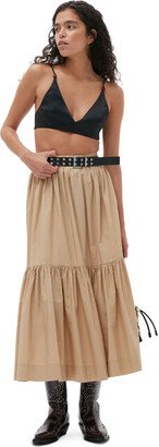 Cotton Poplin Maxi Flounce Skirt-AB