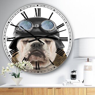 Designart 'Dog With Biker Helmet ' Oversized Modern Wall Clock