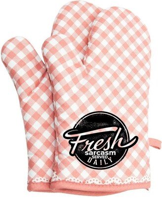 Fresh Sarcasm Served Daily Funny Oven Mitts Cute Pair Kitchen Potholders Gloves Cooking Baking Grilling Non Slip Cotton