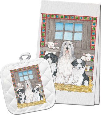 Bearded Collie Kitchen Dish Towel & Pot Holder Gift Set