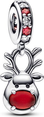 Cubic Zirconia Nose Reindeer Murano Dangle Charm