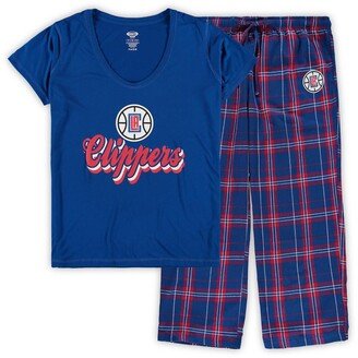 Women's Concepts Sport Royal, Red La Clippers Plus Size Ethos T-shirt and Pants Sleep Set - Royal, Red