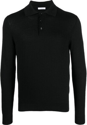 Long-Sleeved Cotton Polo Shirt-AC