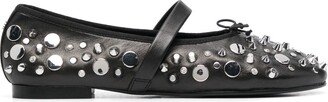 Stud-Embellished Leather Ballerinas