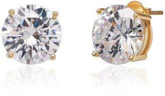 Yellow Gold Vermeil Round-Cut CZ Stud Earrings