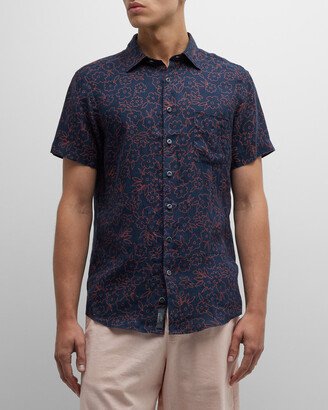 Men's Barrytown Geo-Floral Linen Short-Sleeve Shirt