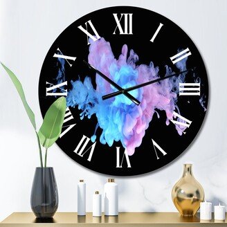 Designart 'Purple And Blue Ink Clouds On Black' Modern wall clock