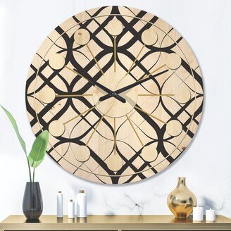 Designart 'Monochrome Geometric Pattern III' Mid-Century Modern Wood Wall Clock