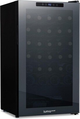 Shadow Series Wine Cooler Refrigerator 34 Bottle, Freestanding Mirrored Wine Fridge with Double-Layer Tempered Glass Door & Compressor Co