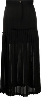 Pleated Semi-Sheer Midi Skirt