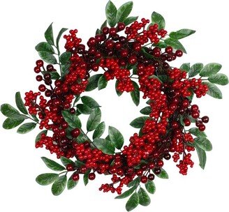 Northlight 18 Unlit Red Berries and Two-Tone Green Leaves Artificial Christmas Wreath