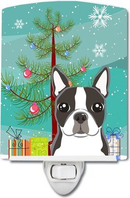 Christmas Tree and Boston Terrier Ceramic Night Light