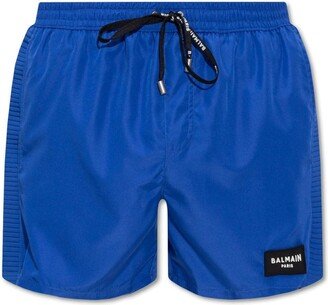 Logo Patch Drawstring Swim Shorts-AF