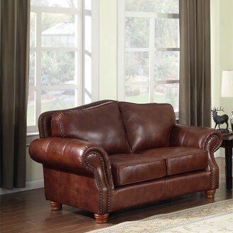 Brandon Distressed Whiskey Italian Leather Loveseat - 40H x 68H x 39D - 40H x 72H x 36D