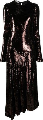 Long-Sleeve Sequinned Gown