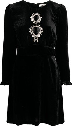 Crystal-Embellished Velvet Minidress