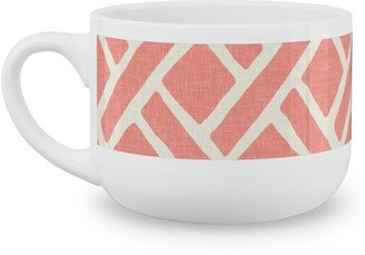 Mugs: Lattice - Light Coral Latte Mug, White, 25Oz, Pink