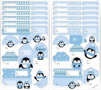 Big Dot of Happiness Winter Penguins - Assorted Holiday and Christmas Party Gift Tag Labels - To and From Stickers - 12 Sheets - 120 Stickers