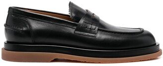 Piped-Trim Leather Loafers