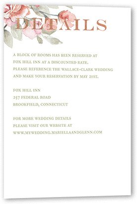 Enclosure Cards: Diamond Blossoms Wedding Enclosure Card, Rose Gold Foil, Pink, Matte, Signature Smooth Cardstock, Square