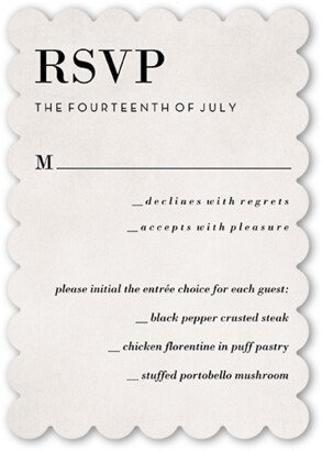 Rsvp Cards: Threshold Wedding Response Card, Grey, Pearl Shimmer Cardstock, Scallop