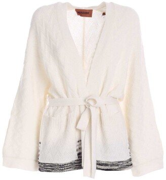 Belted V-Neck Knit Cardigan