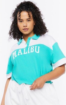 Plus Size Malibu Graphic Cropped Polo Shirt