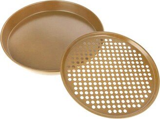 Curtis Stone Dura-Bake 2-piece Pizza Pan Set Refurbished Gold