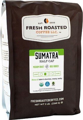 Fresh Roasted Coffee, Organic Sumatran Half Caf, Medium Roast Ground Coffee - 5lb