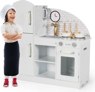 Kids Kitchen Playset Pretend Play Cooking Set with Vivid Faucet and Telephone - 31 x 11.5 x 32.5