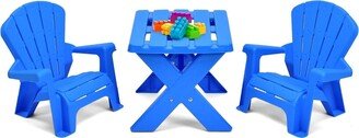 3-Piece Plastic Children Table Chair Set - Table size: 19.5'' x 16'' x 15'