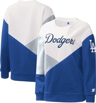 Women's Starter White, Royal Los Angeles Dodgers Shutout Pullover Sweatshirt - White, Royal