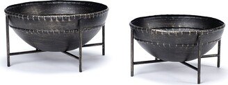 Set of Two Metal Bowls with Stands - 16