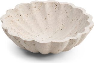 10in Travertine Fluted Bowl