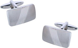 Diagonal Detailed Rhodium Cufflinks