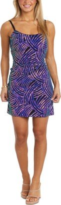 Morgan & Company Juniors' Sequined Lace-Up Cutout-Back Dress - Black/Purple Rainbow