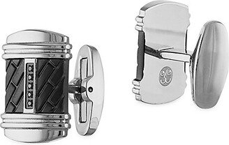 Stainless Steel & Black 0.05 TCW Diamond Cufflinks