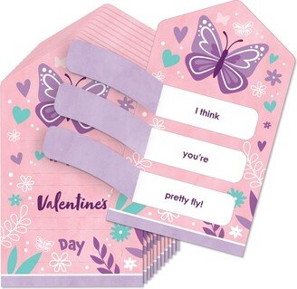 Big Dot Of Happiness Beautiful Butterfly - Cards for Kids - Happy Valentine's Day Pull Tabs - 12 Ct