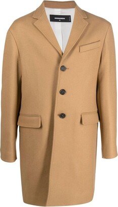 Camel Brown Virgin Wool Blend Coat