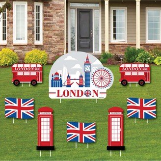 Big Dot Of Happiness Cheerio, London - Outdoor Lawn Decor - British Uk Party Yard Signs - Set of 8