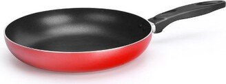 Red Medium Fry Pan, 10-Inch Kitchen Cookware, Black Coating Inside, Heat Resistant Lacquer Outside (Red)
