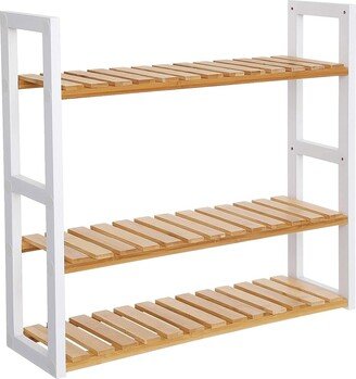 Adjustable Bamboo Rack Multifunctional Bathroom Kitchen Living Room Holder 3-Tier Utility Storage Shelf