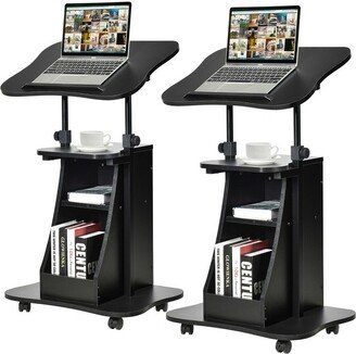 Set of 2 Sit-to-Stand Laptop Desk Cart Rolling Mobile Height Adjustable