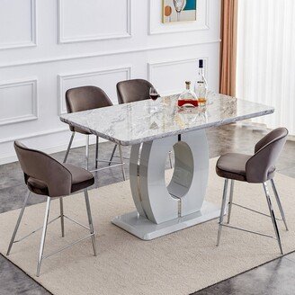 TiramisuBest Modern simple and luxurious grey imitation marble grain Dining table,Computer Table